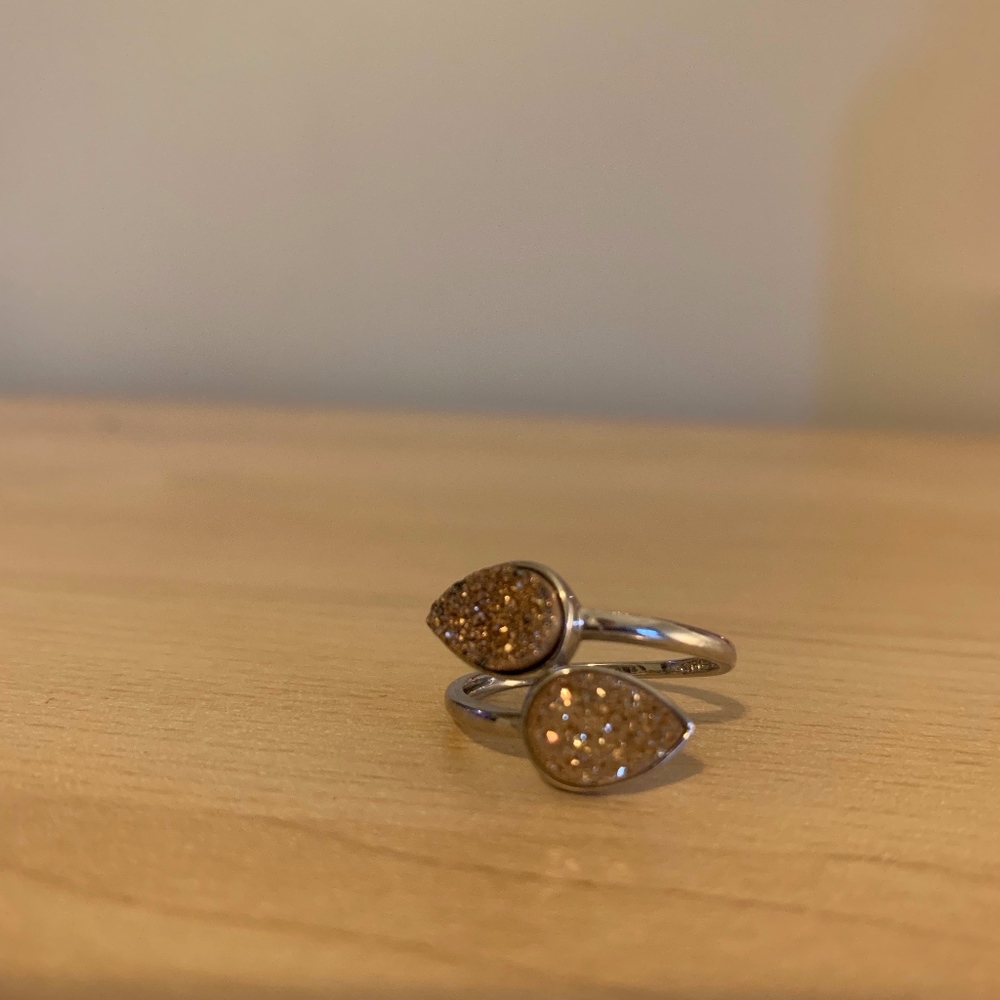 Beautiful Druzy Leaf Ring